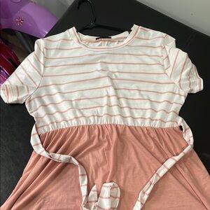 Pink and White Striped Dress
